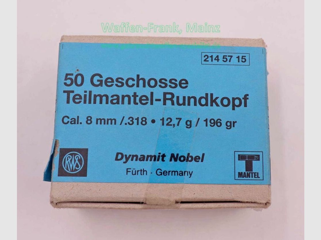 RWS (WZd.Fa.Rottweil) rifle bullets 8mm (.318) 12.7g (196gr.)
