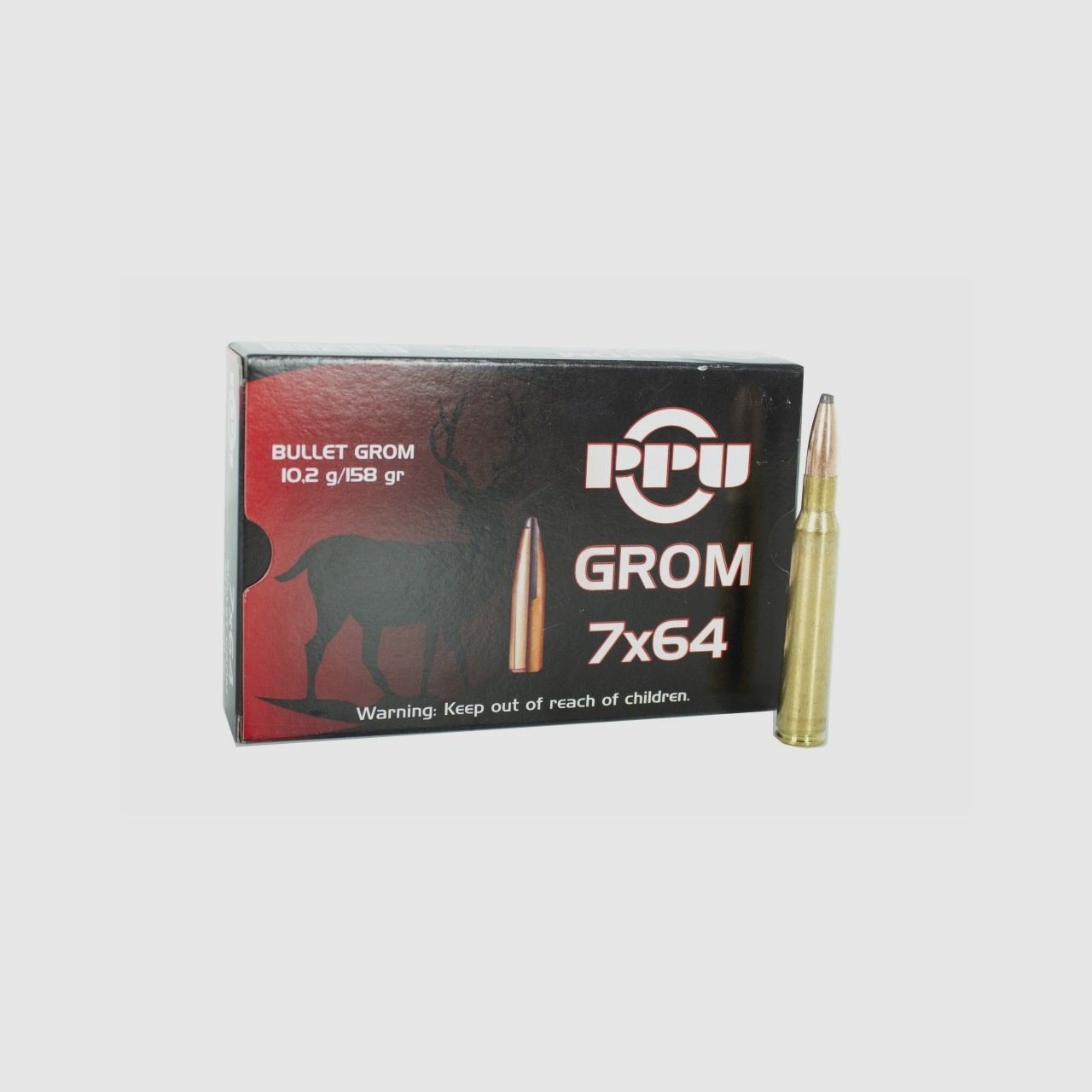 Cartouche pour carabine PRVI Partizan cal. 7×64 – 10,2 g GROM (1 boîte, 20 pièces)