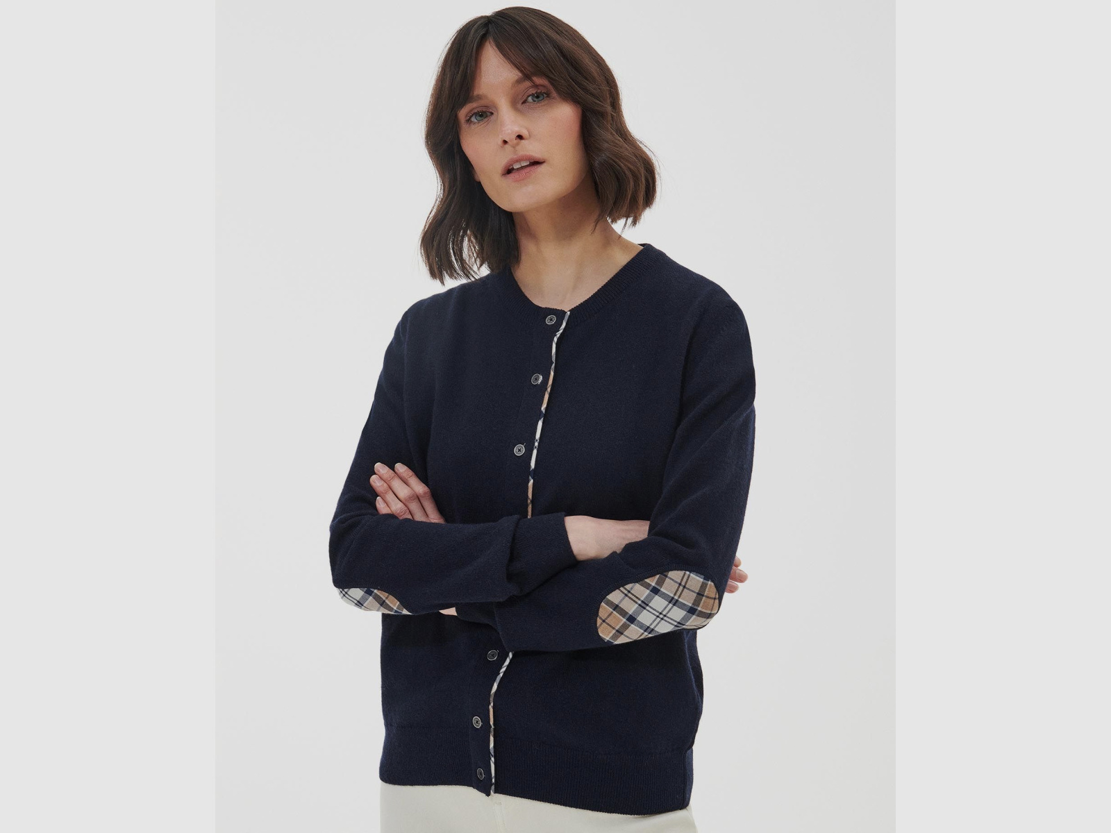 BARBOUR Strickjacke Pendle Cardigan Navy/ Fawn