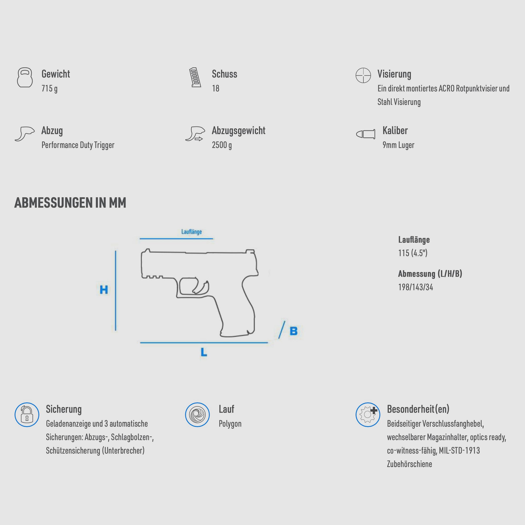 WALTHER PDP FS PDP VOLLEDIGE MAAT 4.5" PROFESSIONAL ACRO 9x19 halfautomatische pistool