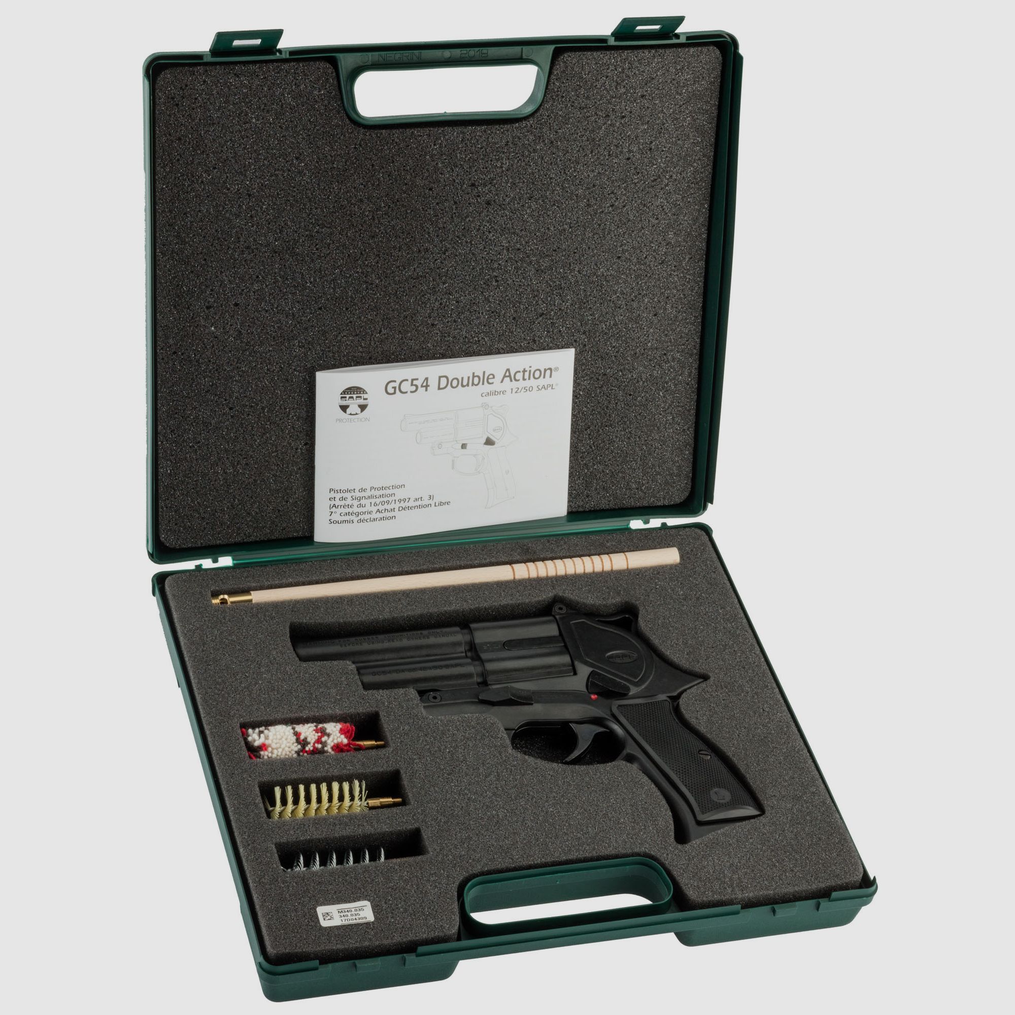 SAPL – SAPL GC54 Gomm-Cogne-Pistolenpaket, brüniert + 1 Schachtel mit 5 Patronen 12/50 SAPL Schrotladung, Bild 4 von 5