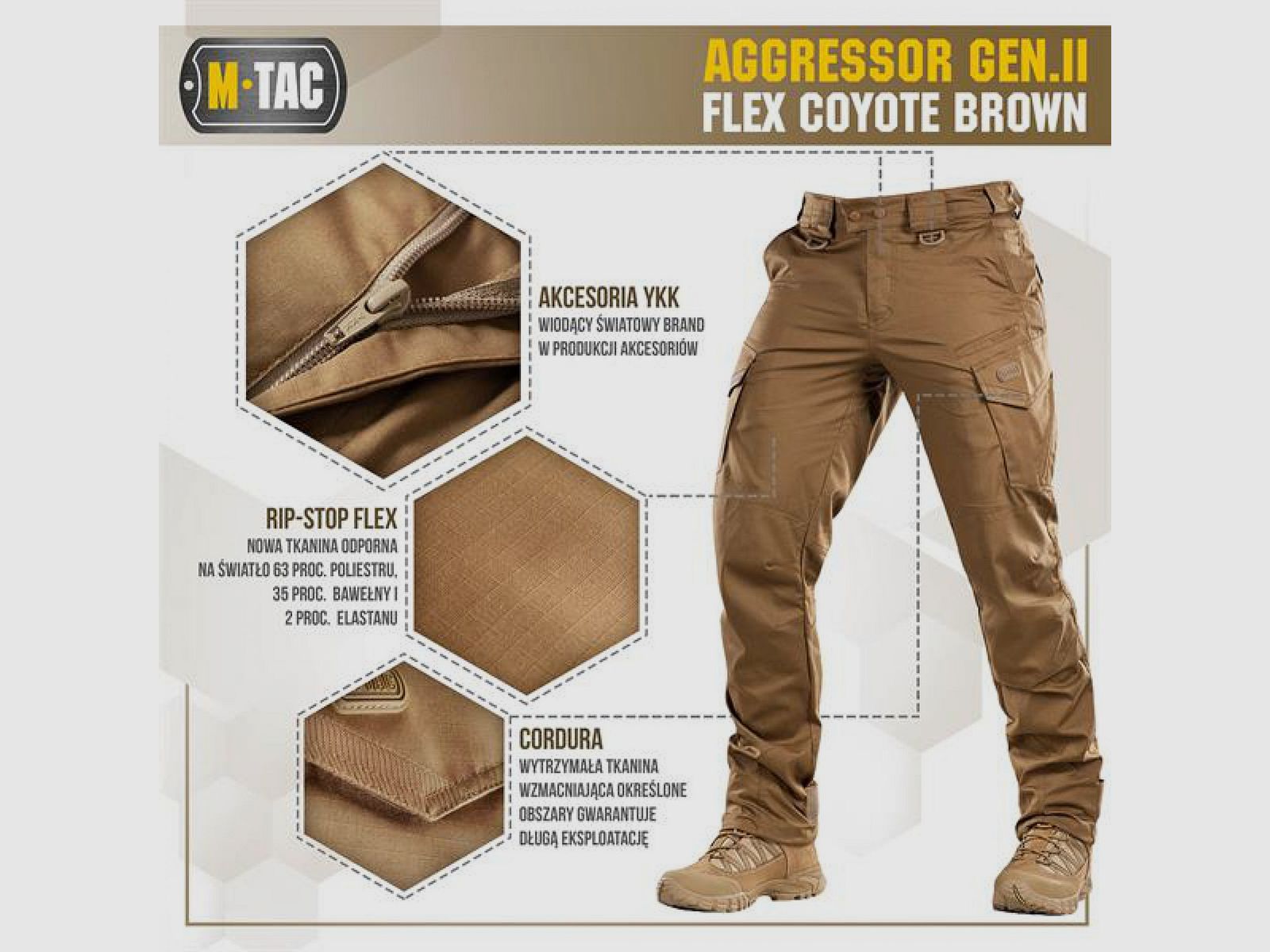M-tac Aggressor Gen.II taktische Hose Coyote Brown, Bild 2 von 10