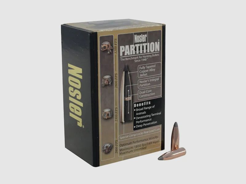 Nosler Geschoss Partition 6mm/.243 85GR Spitzer 50 Stück