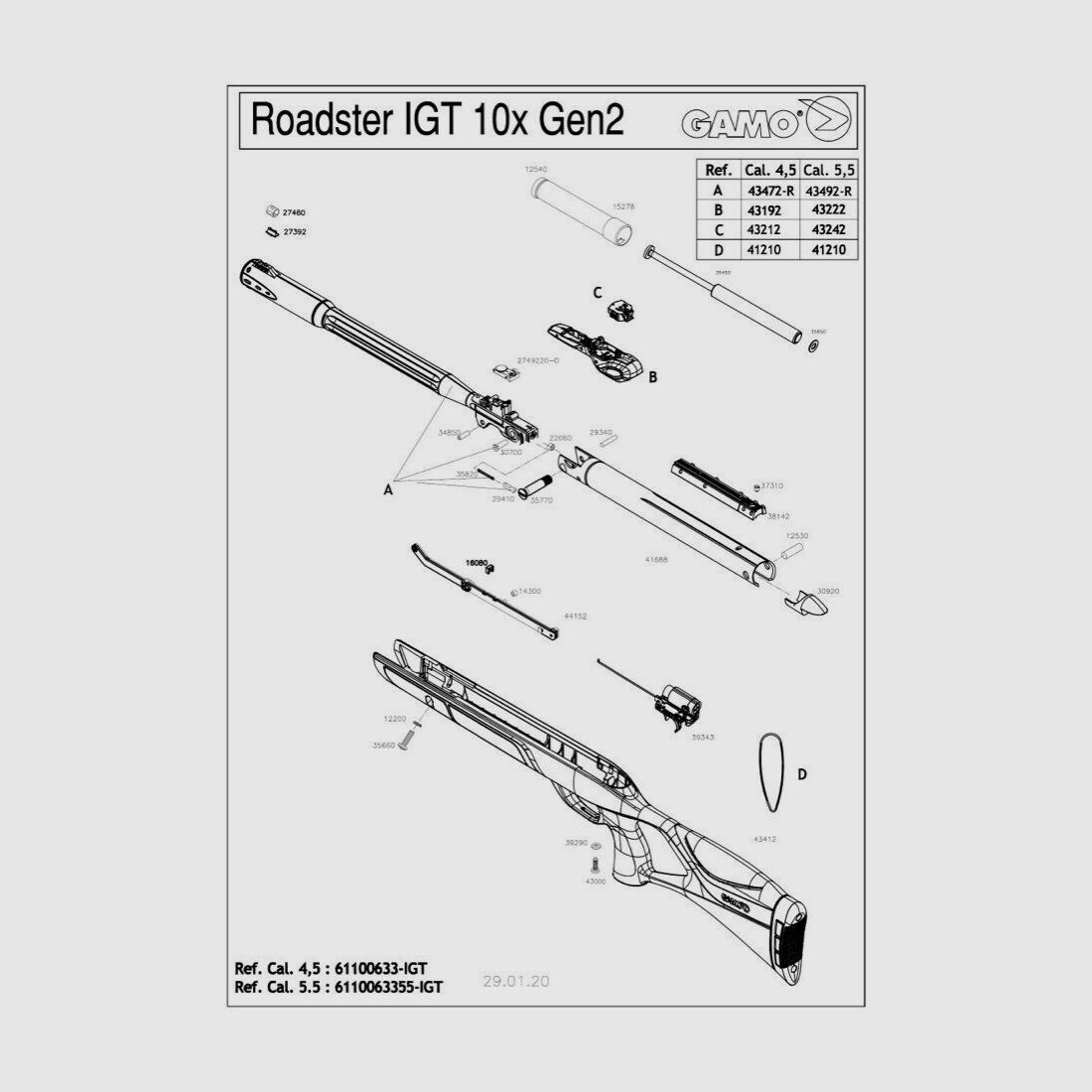 Ersatzteile Gamo Roadster 4,5 mm und 5,5 mm – 43222 – Nachladegruppe Roadster Kal. 5,5 mm, Bild 1 von 4