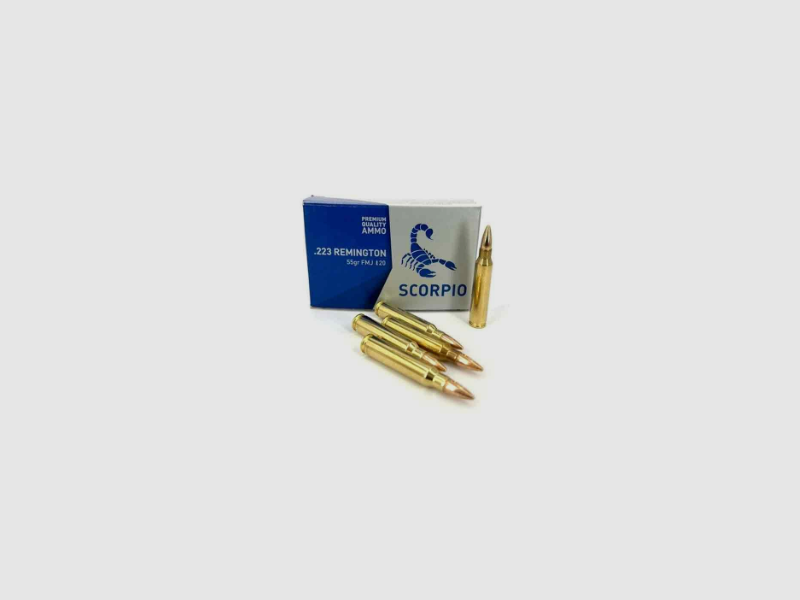 Munición STV cal. .223 Rem. FMJ 55gr / 3,56g, paquete de 20 unidades
