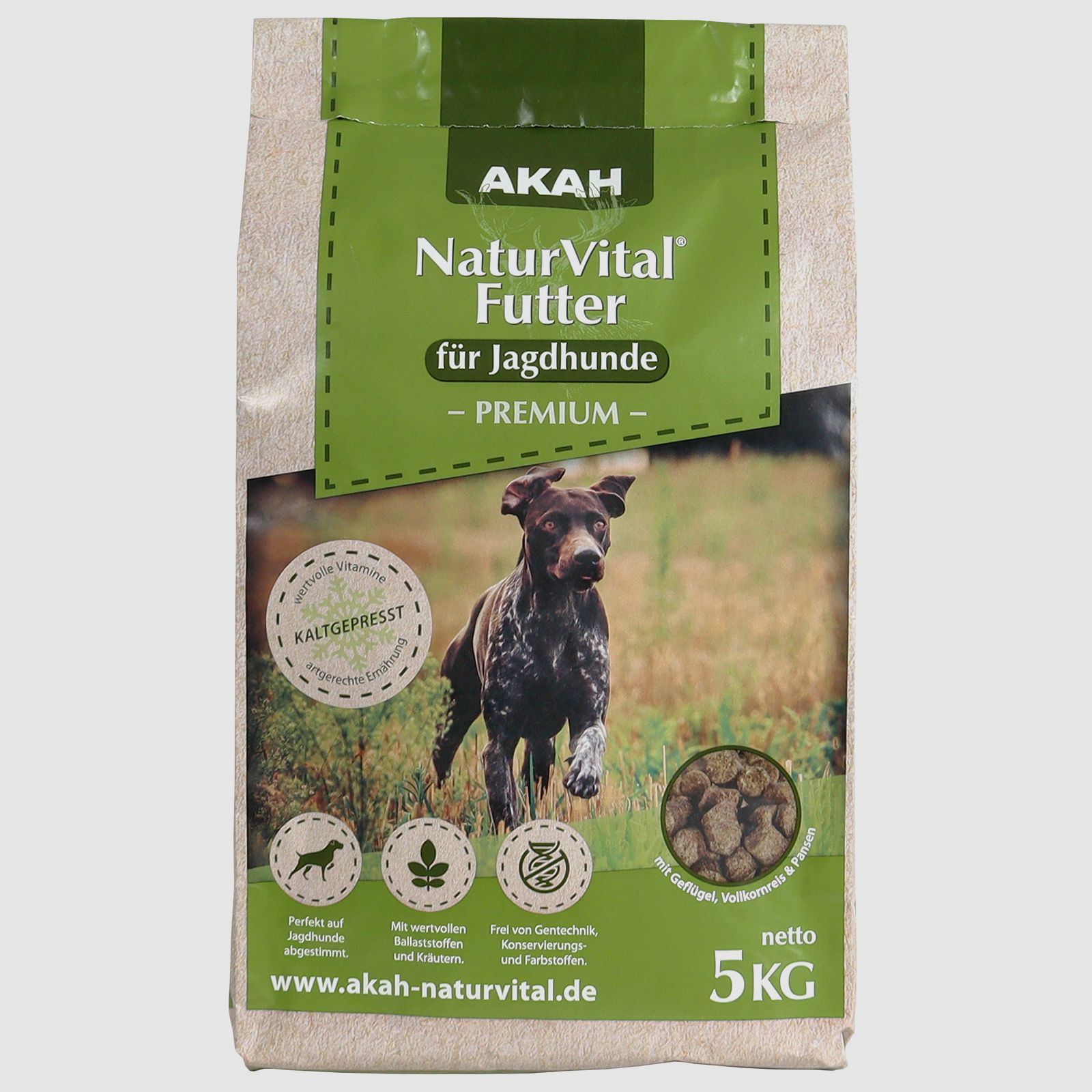 AKAH NaturVital® PREMIUM kaltgepresstes Hundefutter für Jagdhunde – 5 kg