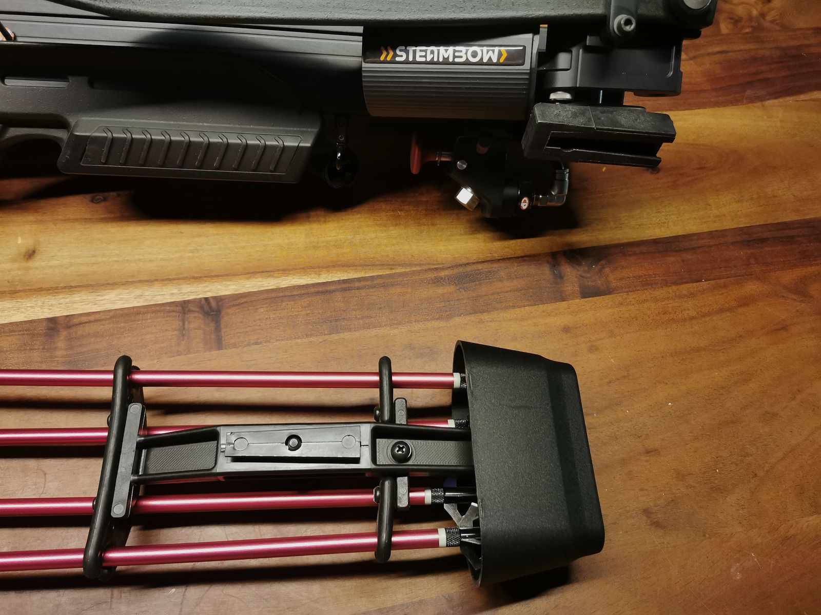 Steambow Bulldog 440 Excalibur crossbow with pneumatic tensioner and a lot of accessories