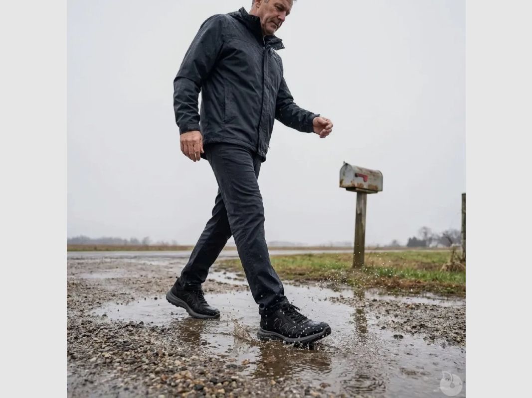 Schwarze niedrige Ayoka Dick Schuhe aus wasserdichtem Leder, Bild 4 von 14