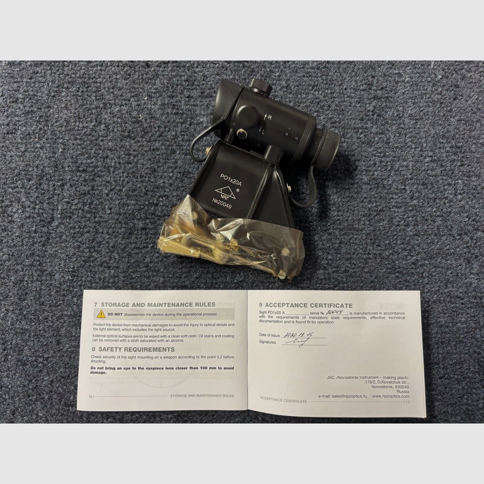 NPZ PO1x20A 1P76 Rakurs AK Visier Optik - NOWY - Izhmas Saiga WBP SDM Cugir Arsenal AK47 AKM AK74