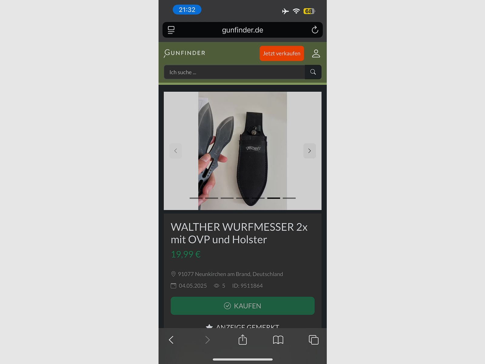 Wurfmesser WALTHER 2x mit Holster