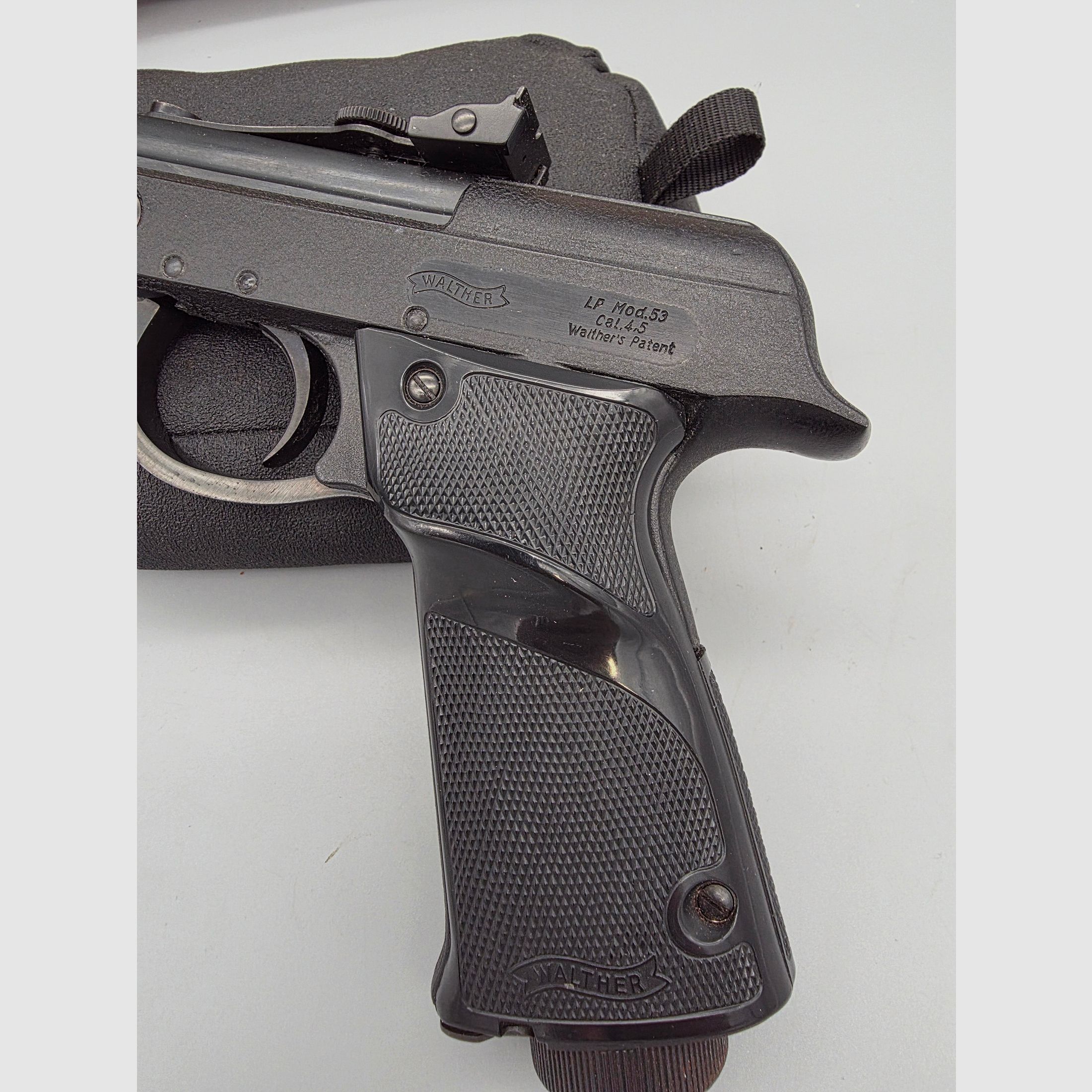Ohne "F" !!! Luftpistole Walther Mod. LP 53 im OVP Karton u. Anschuss Scheibe aus den 60iger James Bond 007 