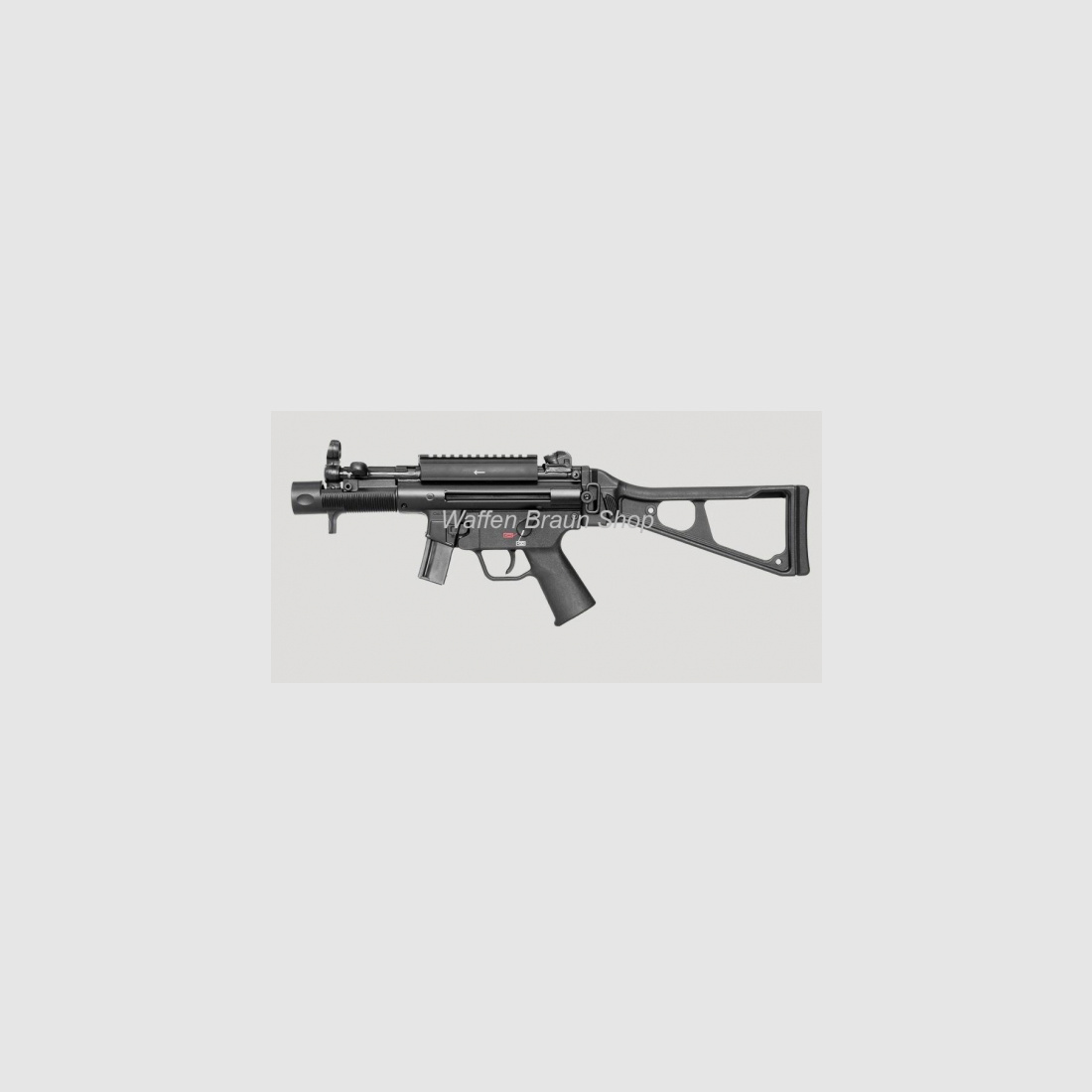 HK pistol SP5K with Picatinny adapter. folding shoulder stock