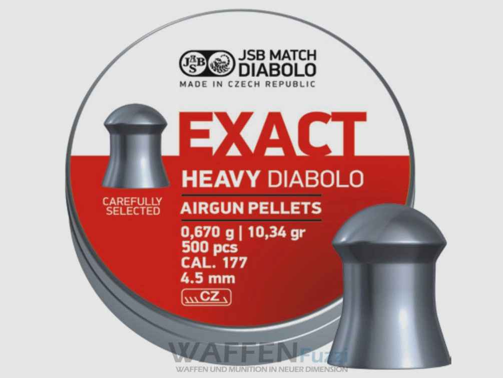 JSB Heavy Rundkopf Diabolo Exact calibro 4,52 mm 0,67g 500 pz.