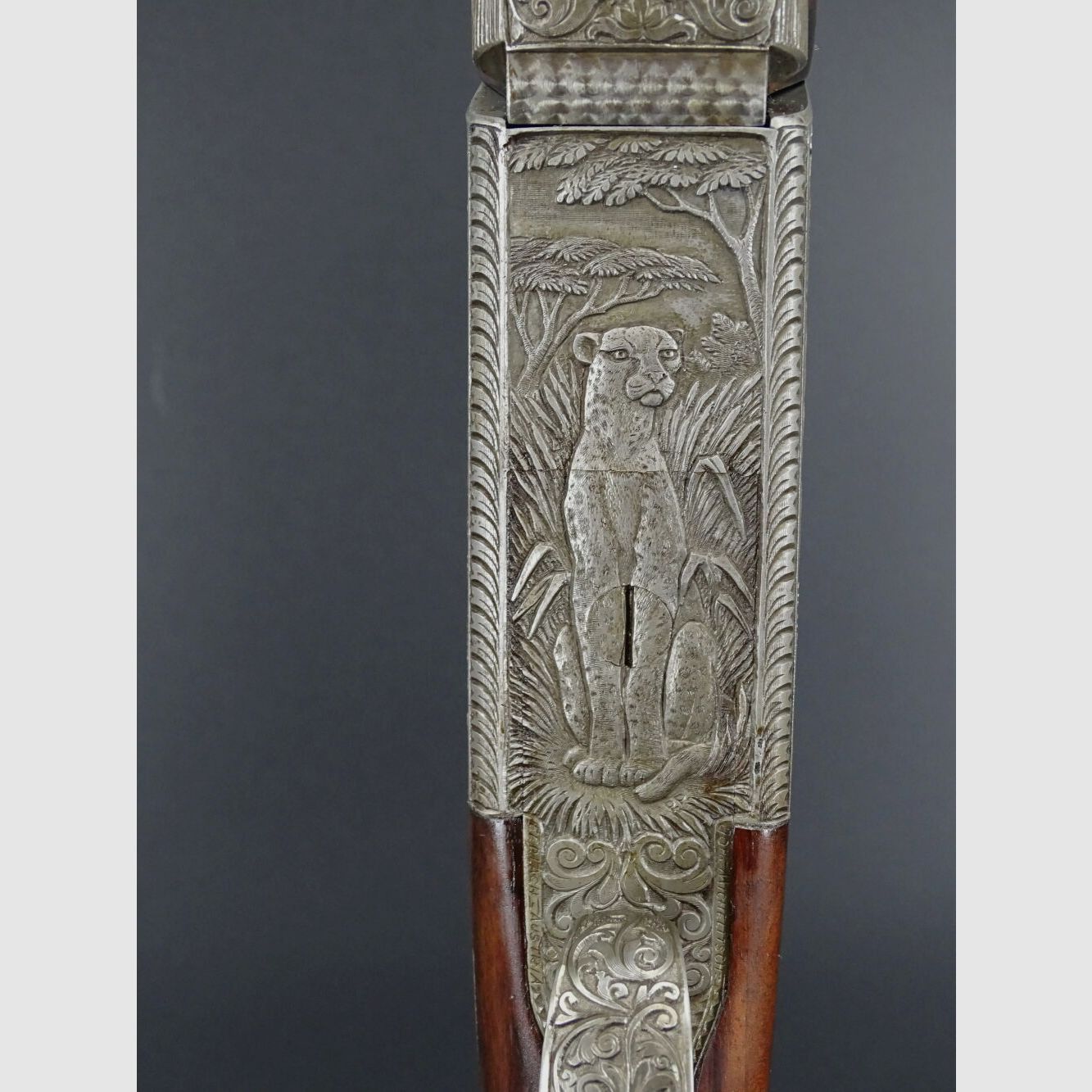 Rifle doble Mischitz grabado rinoceronte bisonte guepardo calibre 9,3x74R liquidación de colección