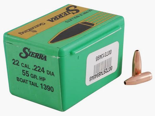 Proiettile Sierra .22/.224 HV 55GR HPBT 100 Pezzi