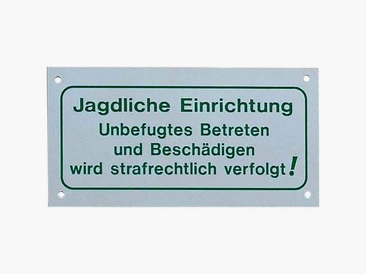 Hochsitzschild Jagdliche Einrichtung, Leichtmetall, 12x6 cm