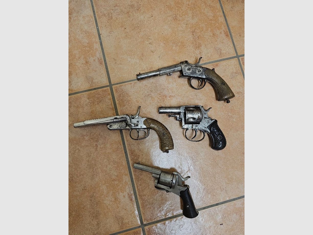 Collection of old pistols from the 19th century