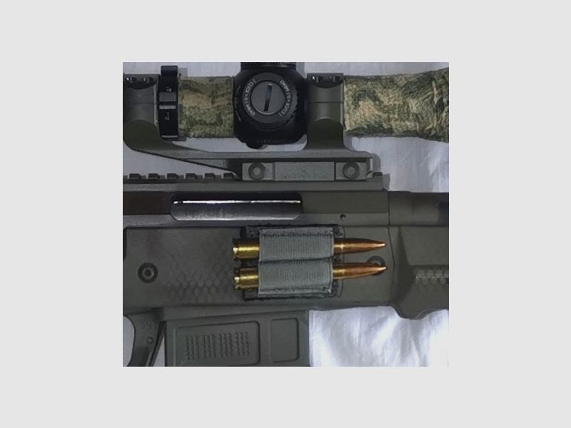 Patronenhalter für 2 Patronen schwarz oliv sand Munitionstasche Jagd Gewehr Long Range Cartride Hold