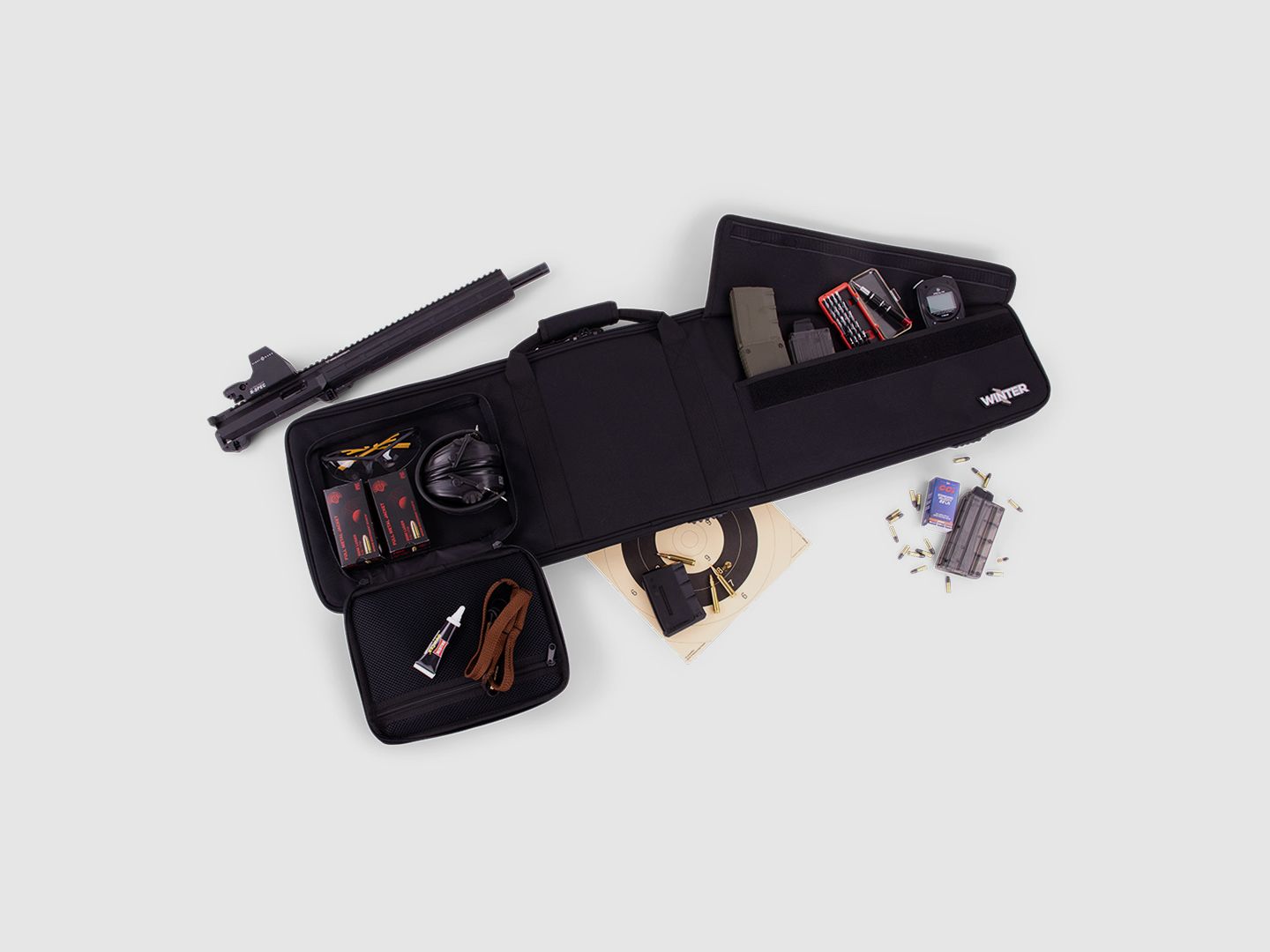 Bolsa de armas de invierno W4 110 cm - repelente al agua, bloqueable, correas de mochila desmontables (Noche)