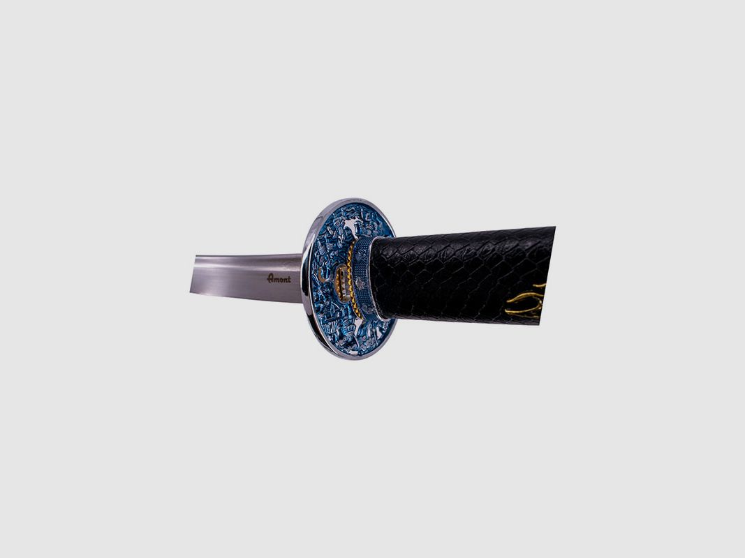 KATANA BLACK WITH BLUE DETAIL FUNCIONAL | LAMA 101,5cm ACCIAIO, immagine 3 di 4