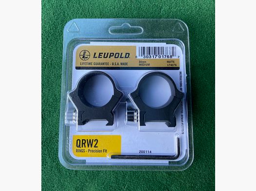 Leupold QRW2 Montage RINGS 30mm Medium (H=9,13) avec levier de tension, acier, mat