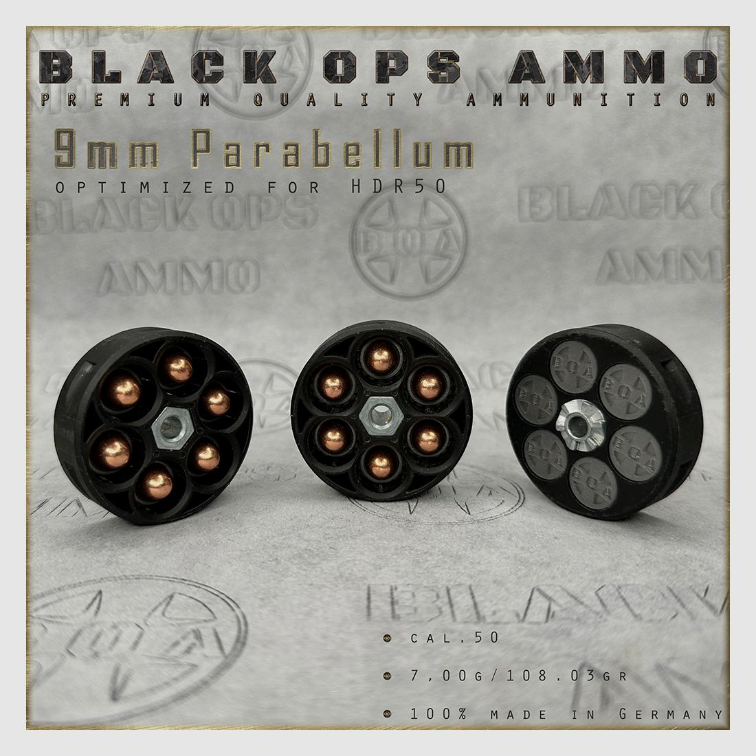 18x + 2 9mm Parabellum BLACK OPS AMMO HDR 50 TR cal.50 ammunition T4E Umarex HDR50 TR50