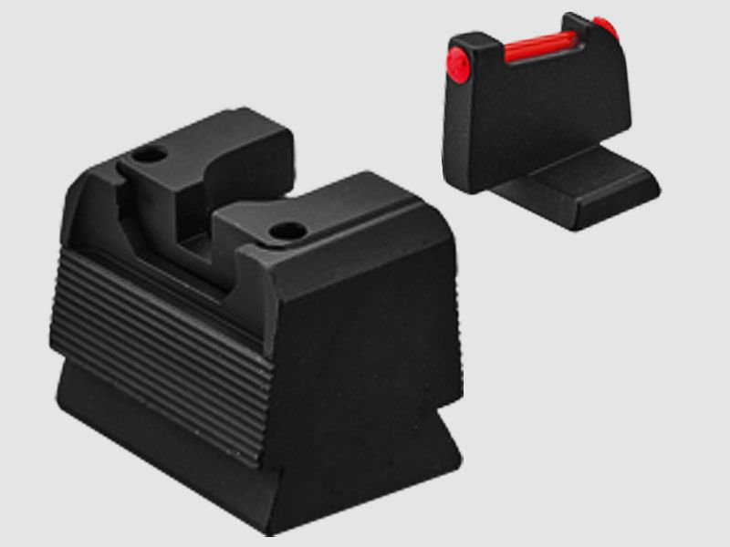 LPA Sights Red-Dot kompatibles Visier RDS Kontrast für WALTHER PDP Schwarz mit rotem Fiber-Korn