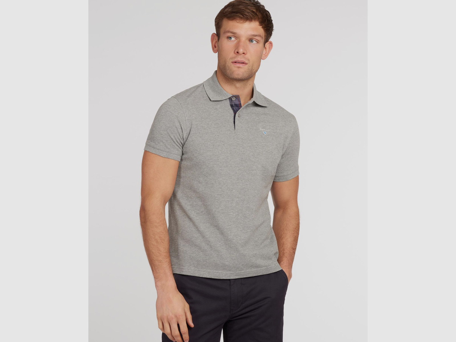 BARBOUR Poloshirt Tartan Pique Grey Marl