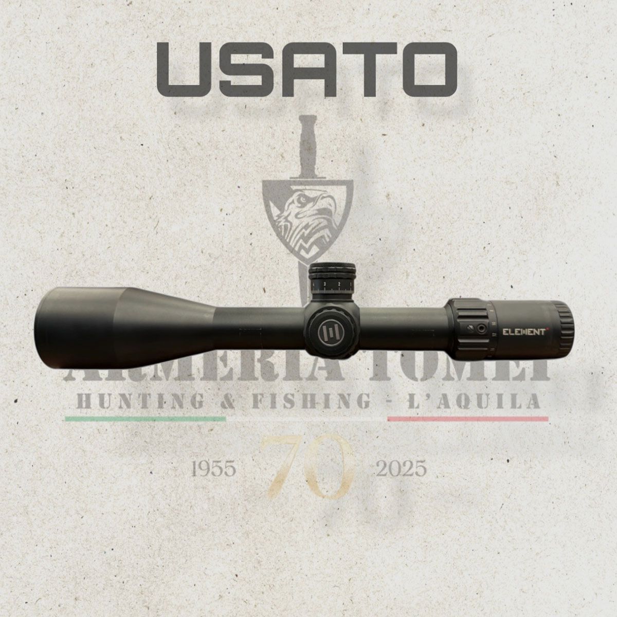 GEBRUIKT – OPTIEK – ELEMENT OPTICS – TITAN 5-25×56 FFP APR-2D MRAD, afbeelding 1 van 5