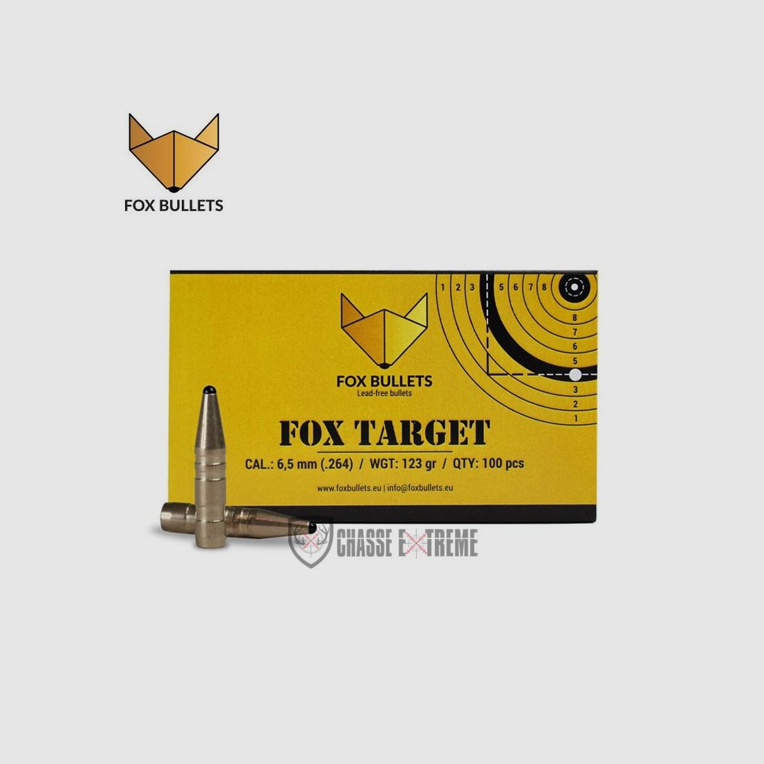 100 Geschosse FOX Target 123gr Kal. 6,5mm (.264)