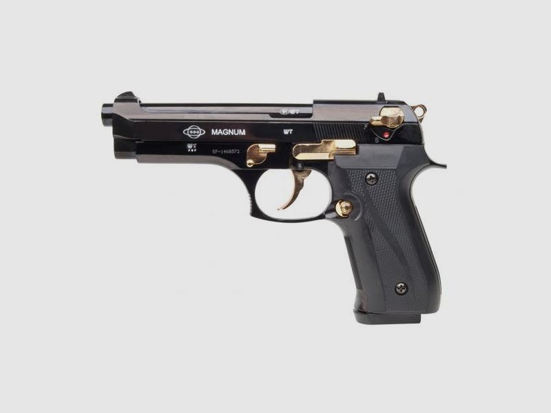 EKOL Firat Magnum Negro-Dorado 9mm P.A.K. - Gas Señal - Pistola de fogueo