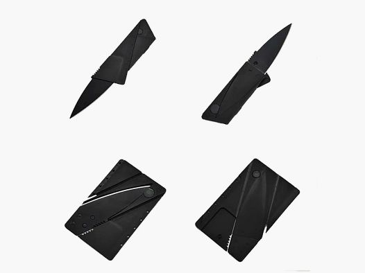 Safety card folding knife with faux leather case