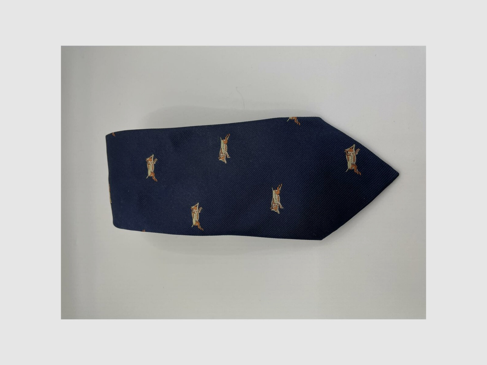 Robert Keyte Krawatte 100% Seide blau Motiv orange beige Wildschwein