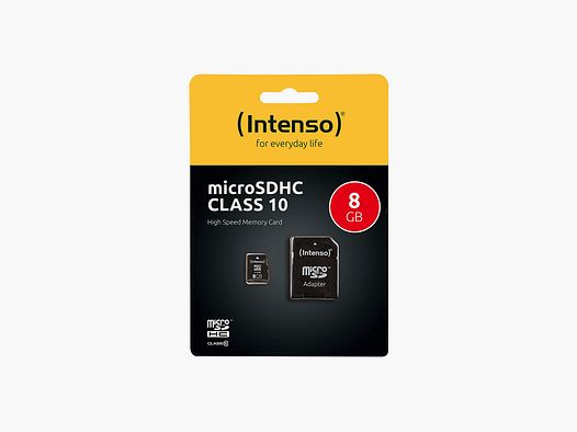 Intenso Micro SDHC 8GB Class 10 geheugenkaart inclusief SD-adapter zwart