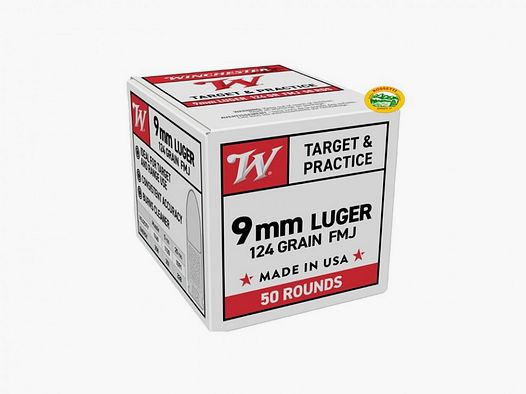 WINCHESTER Munition Kal. 9 Luger 124 gr. FMJ - Packung mit 50 Stk.