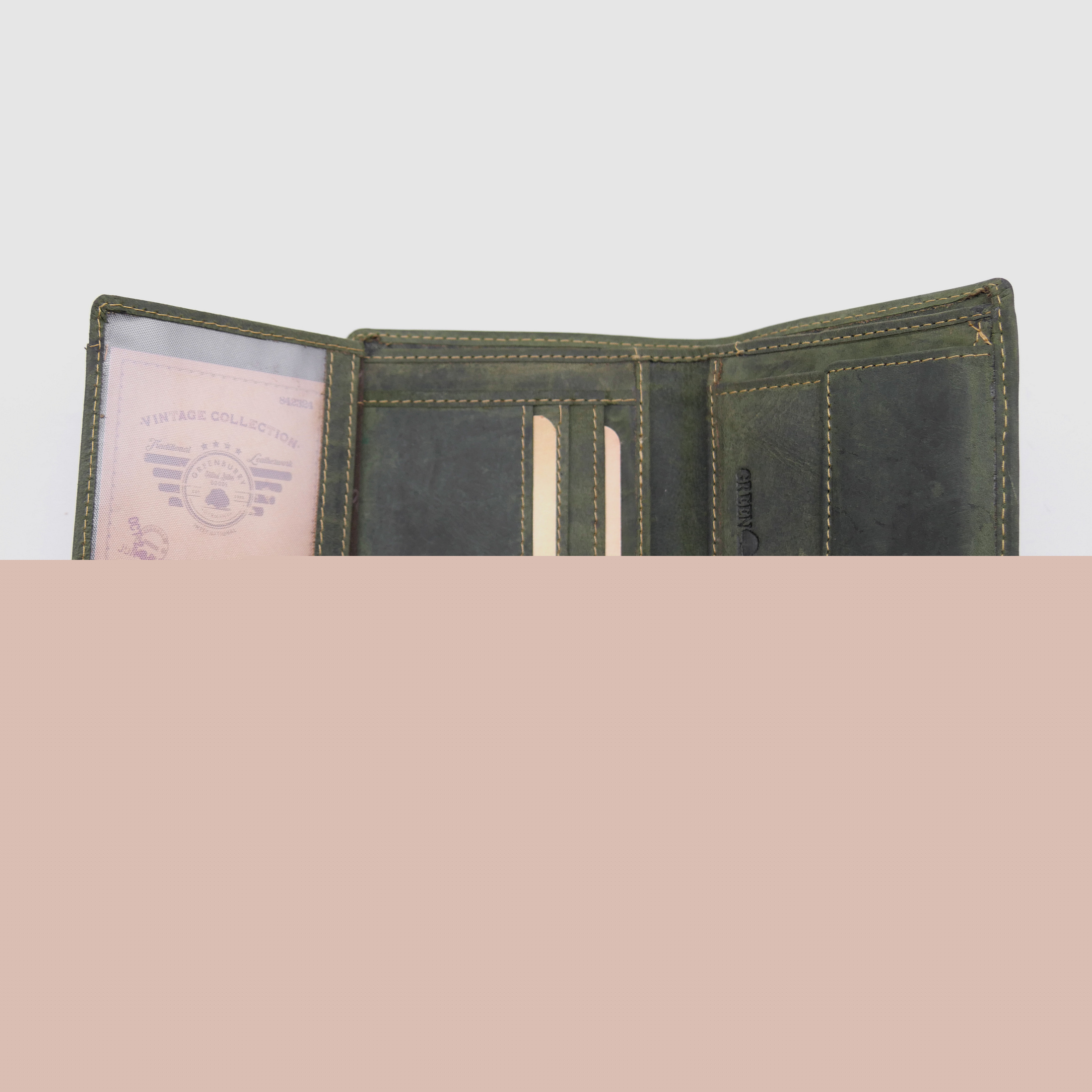 Greenburry Leder Geldbörse olive Hirsch Vintage Animal 1701-stag-30