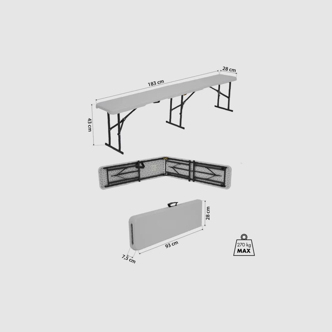 NC3404 Banco de Jardín Plegable de 183 cm en Blanco