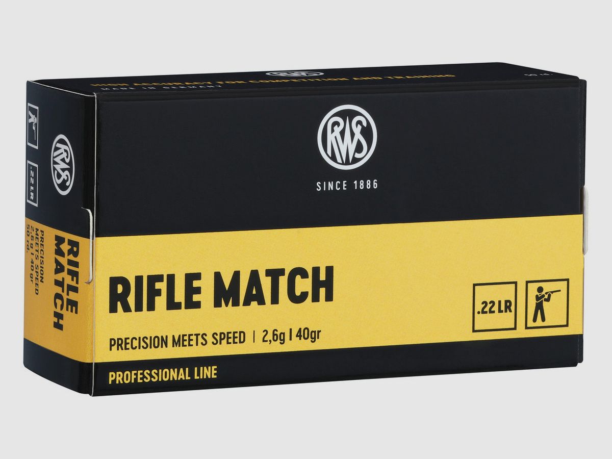RWS Rifle Match .22 LR 2,6g/40GR LRN 50 Patronen