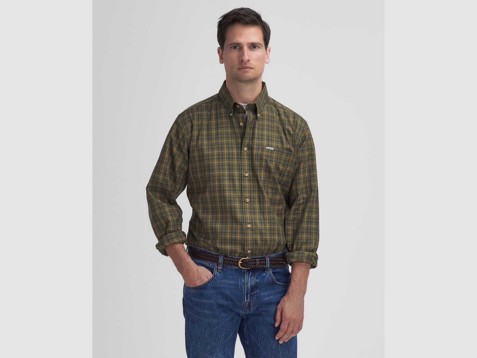 CAMICIA BARBOUR Tattersall Verde Oliva Comfort Fit