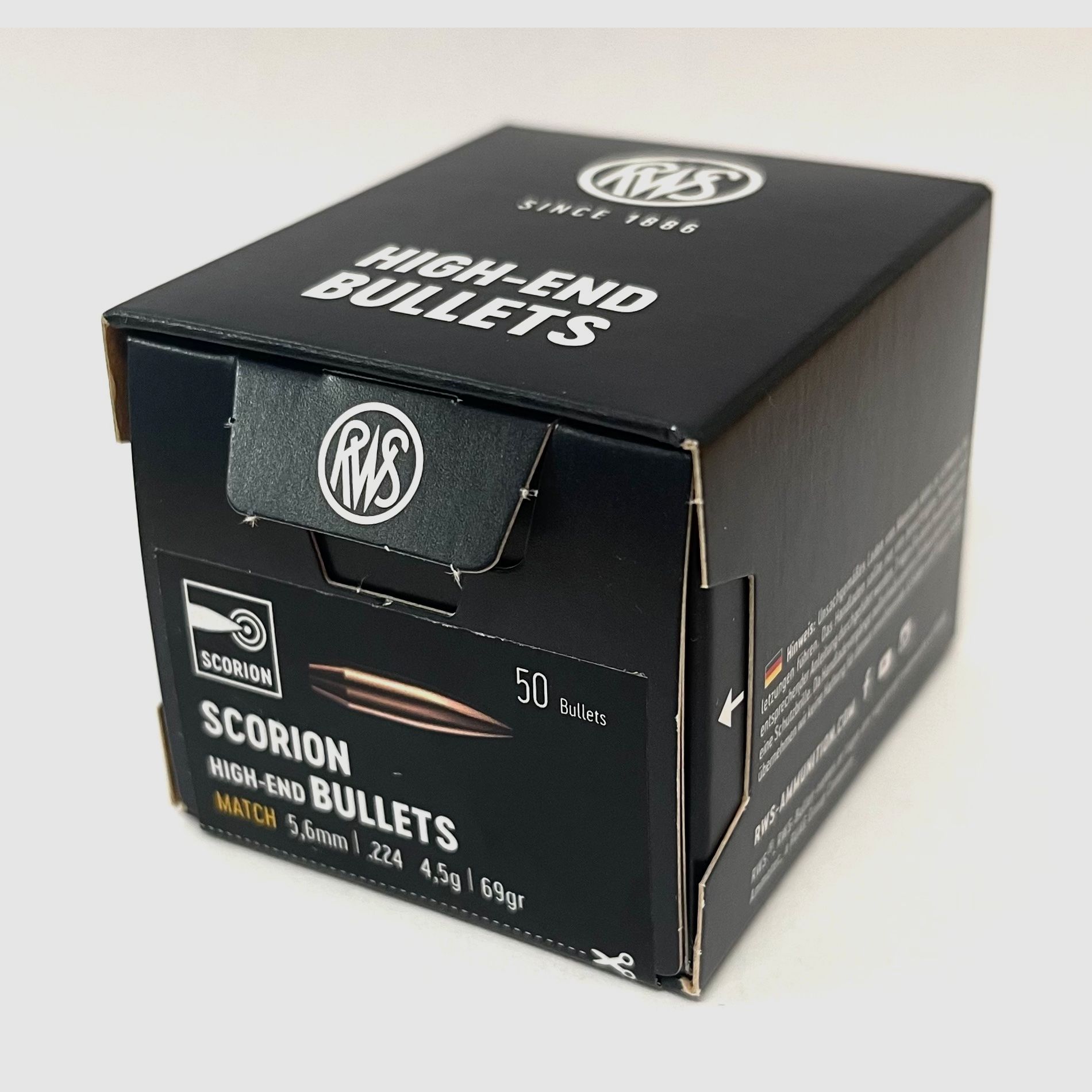 RWS 2421639 naboje 5,6 mm .224 Scorion HPBT- Match 4,5g 69 gr