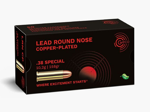 GECO .38 Special Piombo Punta Tonda, placcato rame 10,2g/158gr - 50 cartucce