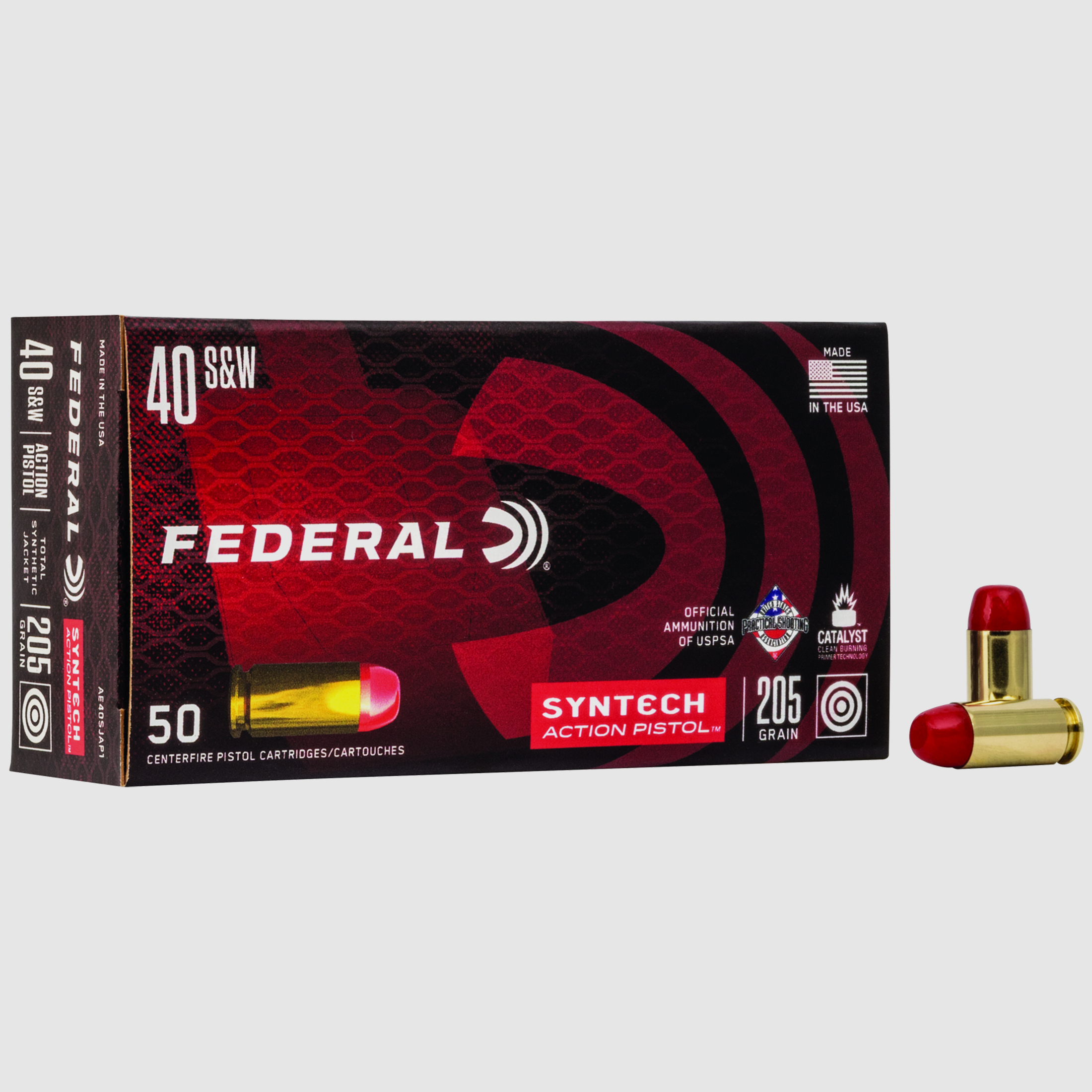Federal Handgun Ammunition American Eagle .40 S&W 13.3g Syntech Jacket Flat Nose Syntech Action Pi