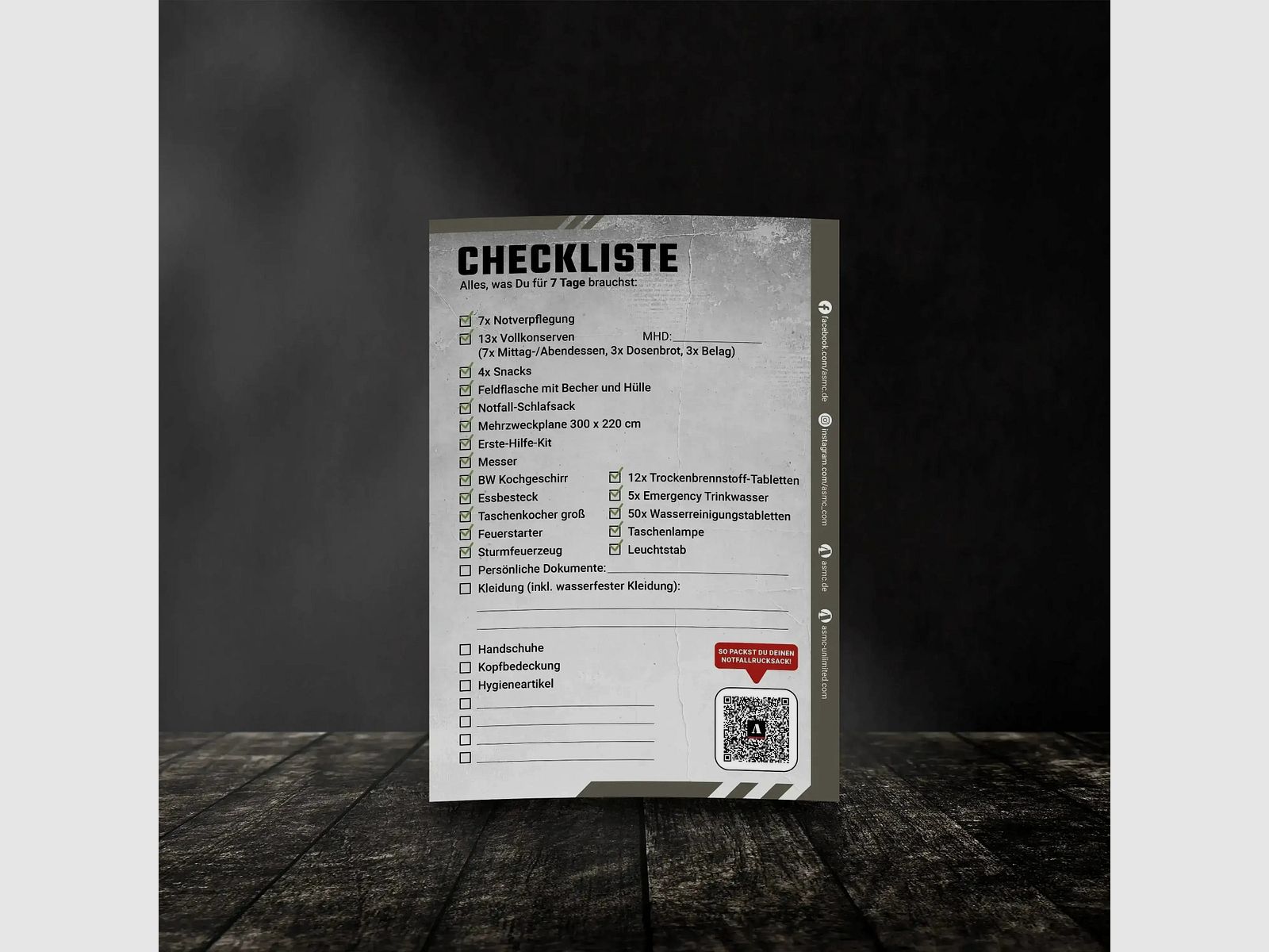 ASMC ASMC Checkliste Fluchtrucksack Medium - 7 Tage