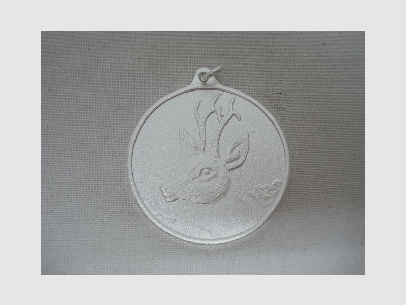 Jagdmedaille Rehbock-silber - 40mm, Ring und Öse