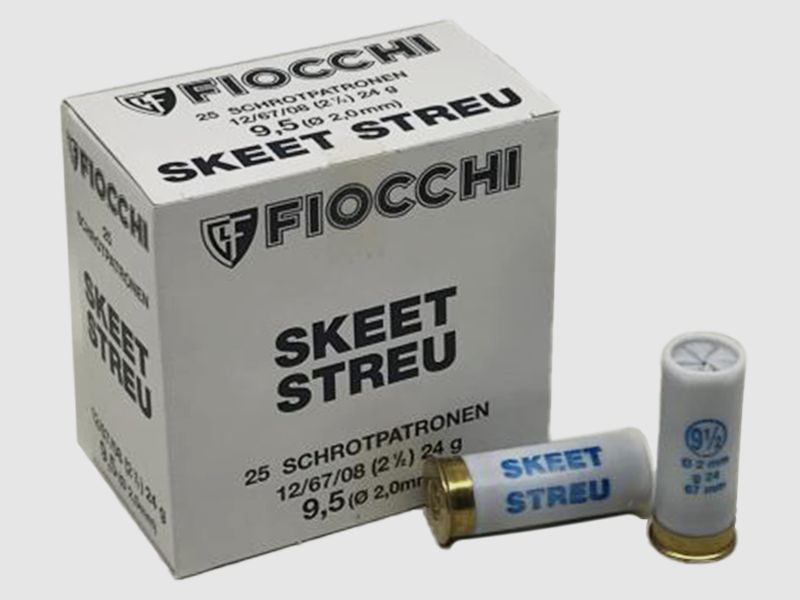Fiocchi Skeet Streu Sportschrot .12/67 24G #9,5 25 Patronen