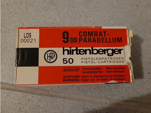 50 Schuss VM FMJ 9x19mm 9mm Luger Parabellum von Hirtenberg