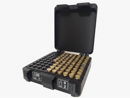 Filamelt skrzynka na amunicję / 9x19mm Para - Luger / 'Składana / zatrzaskowa pokrywa' / skrzynka na naboje, skrzynka na amunicję