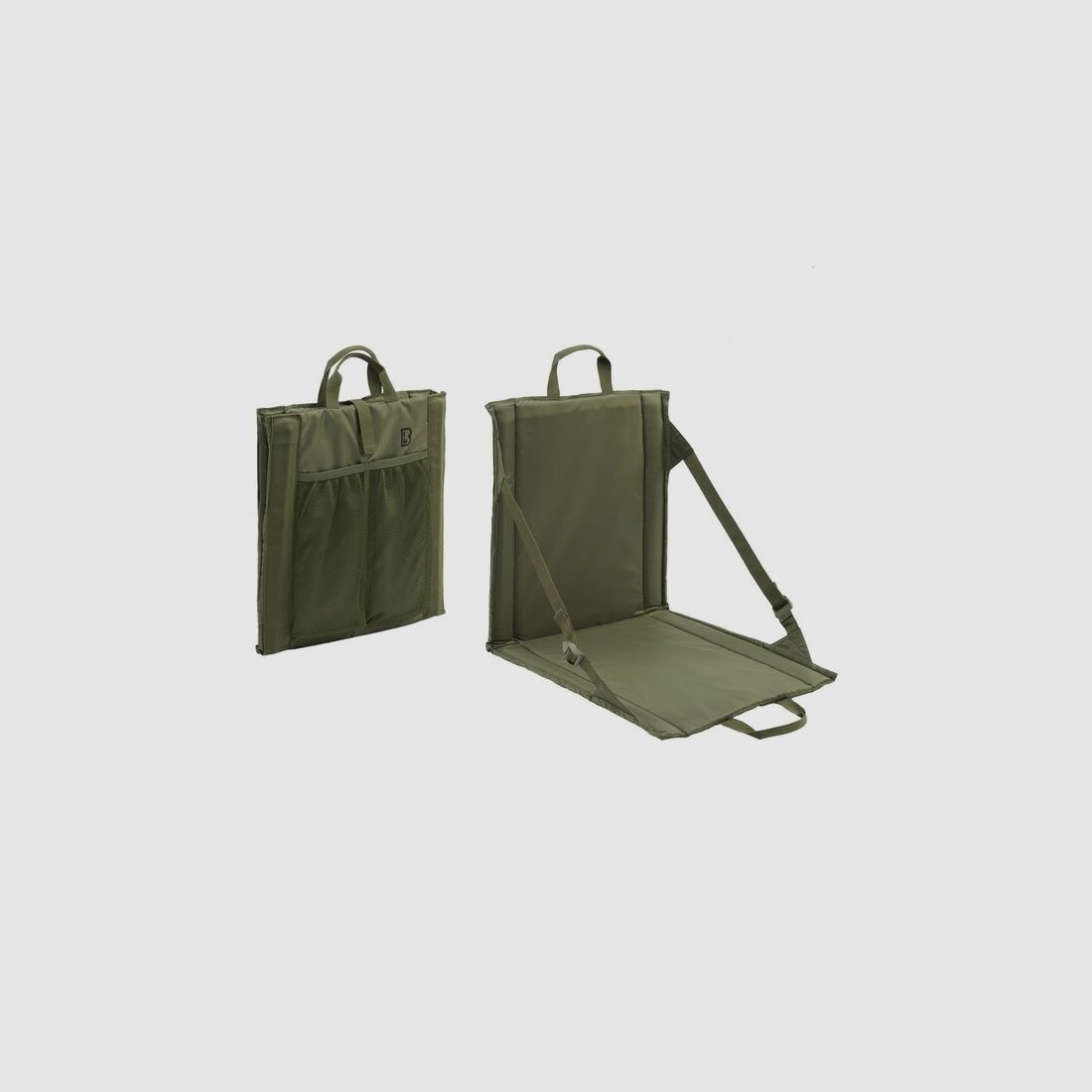 Faltsitz mit Tragegriff + Netztasche für 2 Getränkeflaschen - Oliv