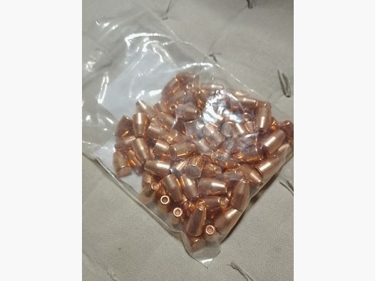 LOS projectiles projectiles à pointe creuse plaqués cuivre 9 mm de diamètre .356 poids 123 gr 90 pièces pour par exemple HP max