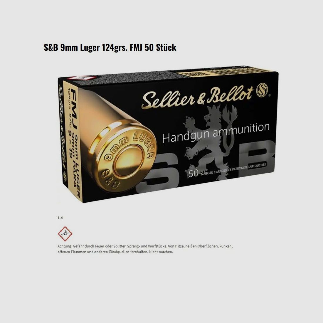 Munition S&B 9mm Luger 124grs. FMJ 1000 Stück